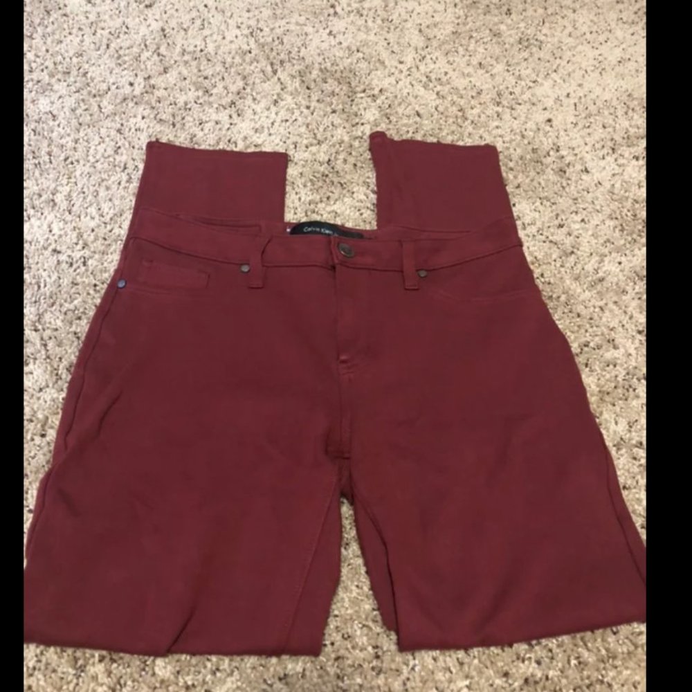 Calvin Klein Maroon Pants Size 8